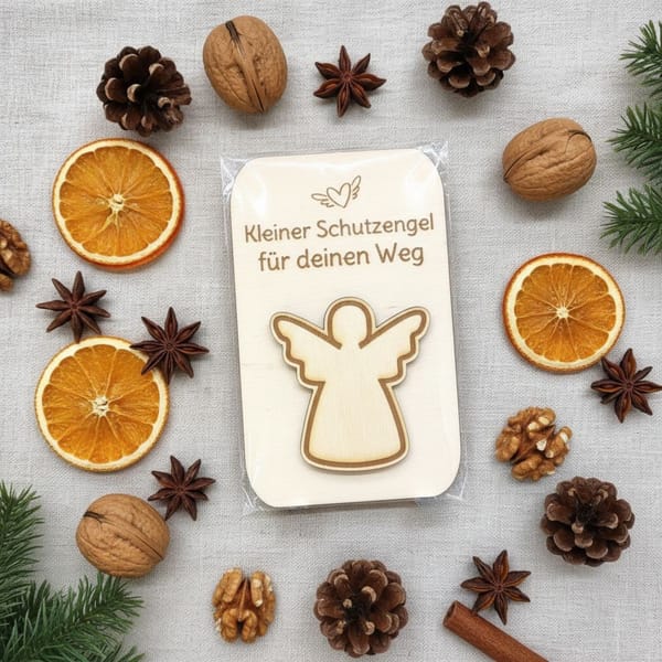 Schutzengel aus Holz -  Geschenk personalisiert – kleines Mitbringsel Mutmacher Glücksbringer – Geschenkidee Taufe Prüfung Abschied