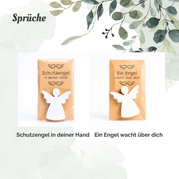 Engel Geschenkkarte – 3D gedruckter Schutzengel und Karte aus Kraftpapier mit Spruch - Kleines Mitbringsel