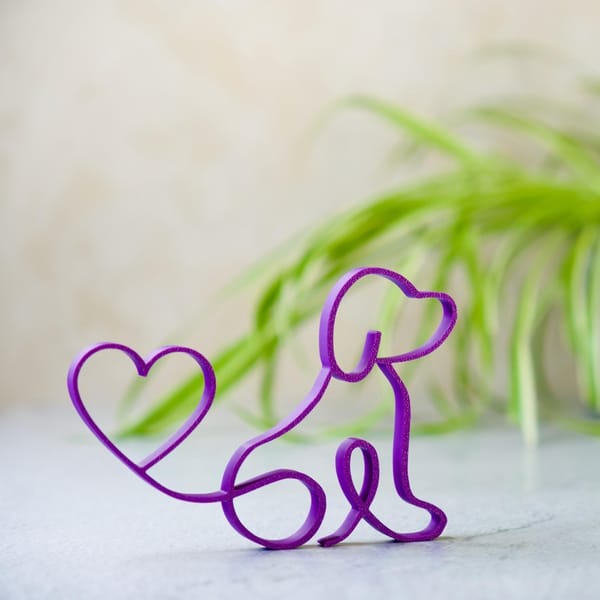 Hund - Line Art 3D Druck, Moderne Dekoration und Geschenkidee für Hundebesitzer, Adenken an verstorbene Hunde, Geschenk für Hundebesitzer