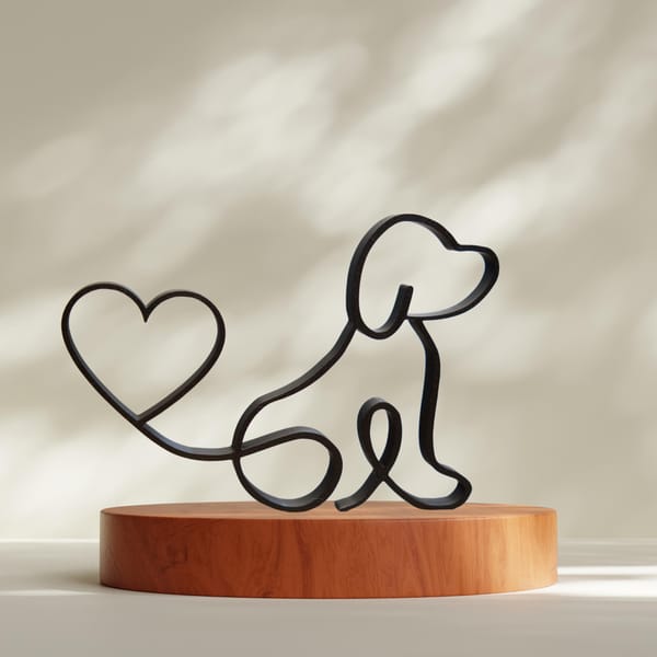 Hund - Line Art 3D Druck, Moderne Dekoration und Geschenkidee für Hundebesitzer, Adenken an verstorbene Hunde, Geschenk für Hundebesitzer
