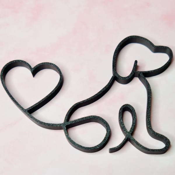 Hund - Line Art 3D Druck, Moderne Dekoration und Geschenkidee für Hundebesitzer, Adenken an verstorbene Hunde, Geschenk für Hundebesitzer