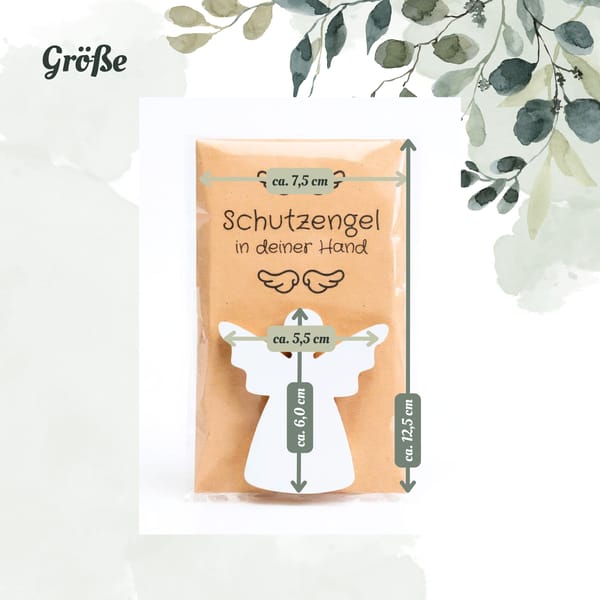 Engel Geschenkkarte – 3D gedruckter Schutzengel und Karte aus Kraftpapier mit Spruch - Kleines Mitbringsel