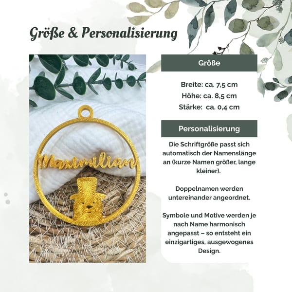 Christbaumschmuck personalisiert – Christbaumkugel Name – 3D Deko Weihnachten – Ornament Schneemann Engel Rentier – Geschenk Weihnachten