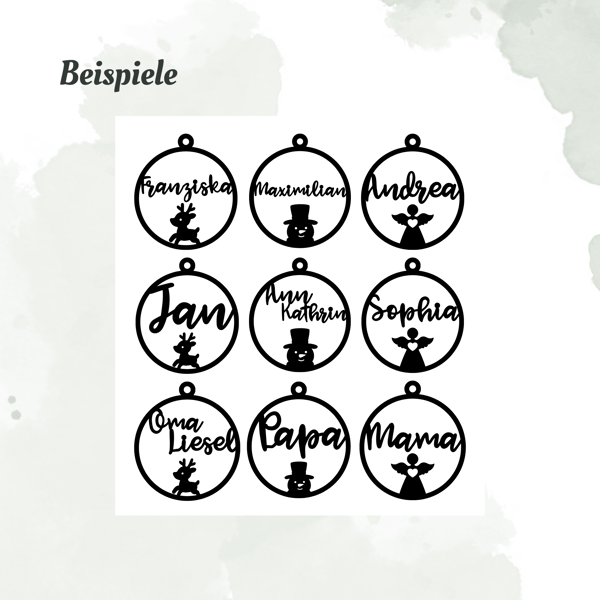 Christbaumschmuck personalisiert – Christbaumkugel Name – 3D Deko Weihnachten – Ornament Schneemann Engel Rentier – Geschenk Weihnachten