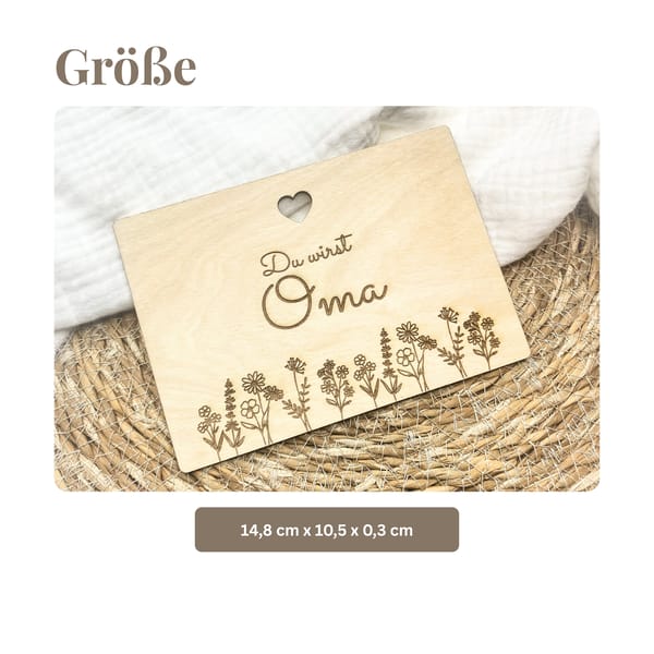 Schwangerschaftsverkündung Oma Holzschild – Du wirst Oma – personalisiertes Geschenk aus Holz mit Gravur