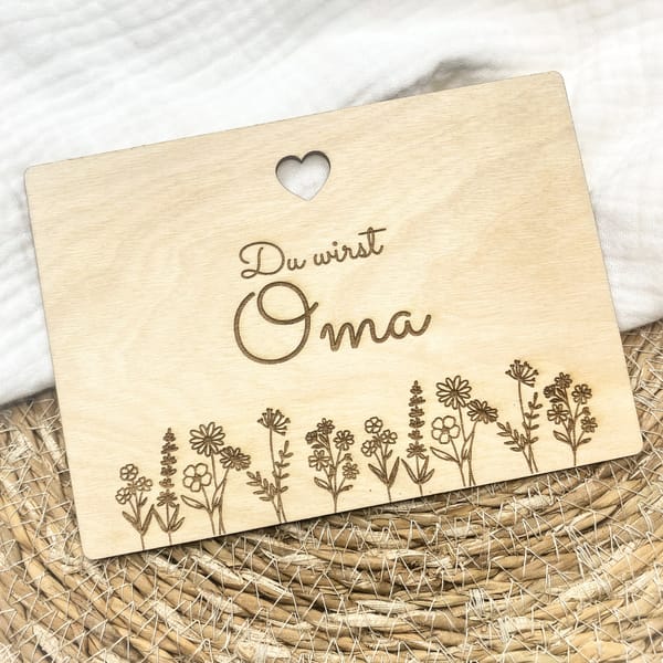 Schwangerschaftsverkündung Oma Holzschild – Du wirst Oma – personalisiertes Geschenk aus Holz mit Gravur