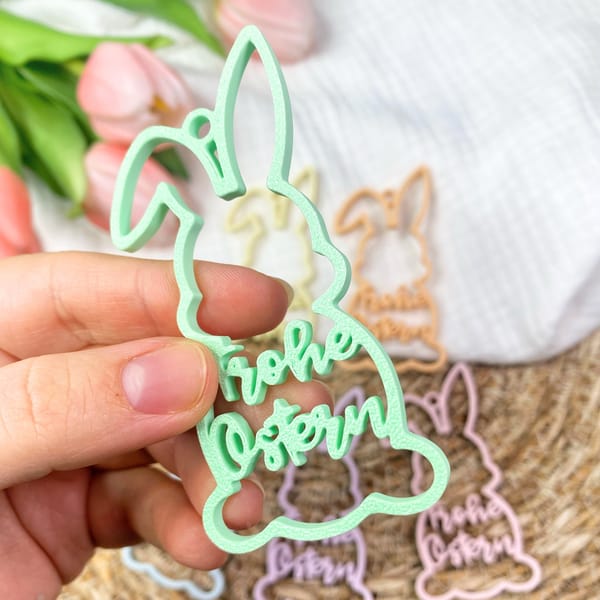 Osterkorb Anhänger Hase „Frohe Ostern“ | Osterhase Deko | Osteranhänger Pastell | Ostergeschenk | Osterdeko 3D Druck