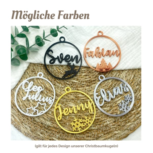 Christbaumschmuck personalisiert – Rentier Ornament mit Name – Weihnachtsbaumschmuck 3D Druck – Personalisierte Christbaumkugel – Geschenk Weihnachten