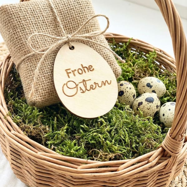 Ostergruß Anhänger aus Holz – 3er Set – Osterkorb Dekoration – Ostergeschenk – handgemacht
