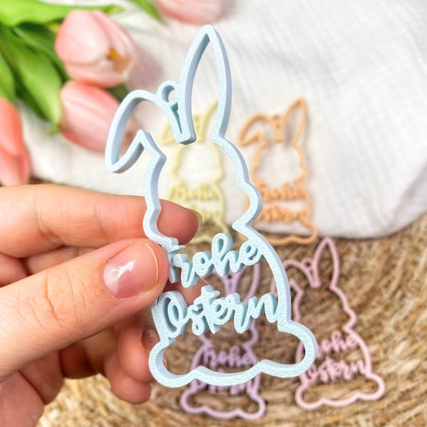 Osterkorb Anhänger Hase „Frohe Ostern“ | Osterhase Deko | Osteranhänger Pastell | Ostergeschenk | Osterdeko 3D Druck