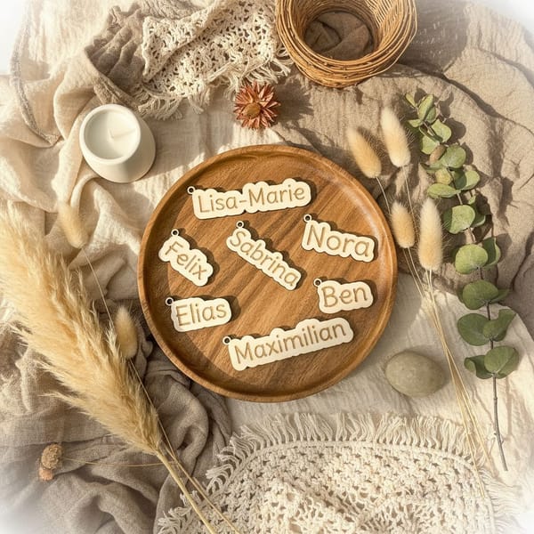 Personalisierte Holz Namensschilder Geschenkanhänger - Individueller Gravur Name Geschenk - Handgemachte Holzanhänger - Schule Geschenkidee