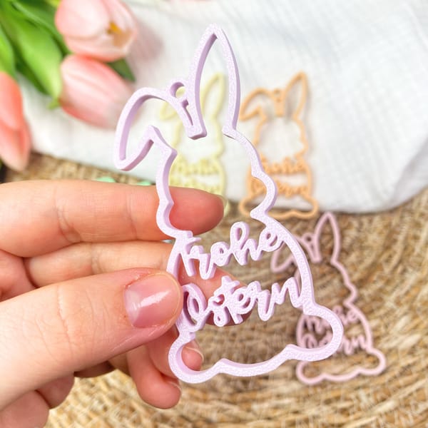 Osterkorb Anhänger Hase „Frohe Ostern“ | Osterhase Deko | Osteranhänger Pastell | Ostergeschenk | Osterdeko 3D Druck