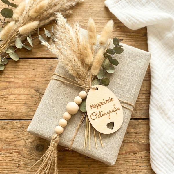 Ostergruß Anhänger aus Holz – 3er Set – Osterkorb Dekoration – Ostergeschenk – handgemacht