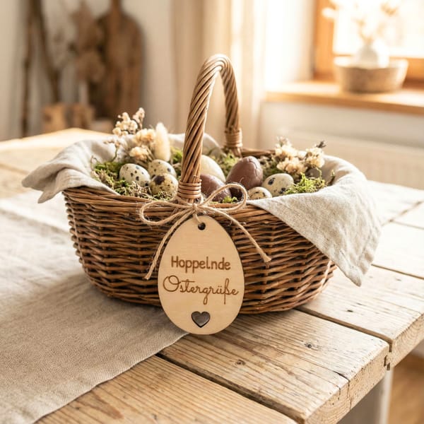 Ostergruß Anhänger aus Holz – 3er Set – Osterkorb Dekoration – Ostergeschenk – handgemacht