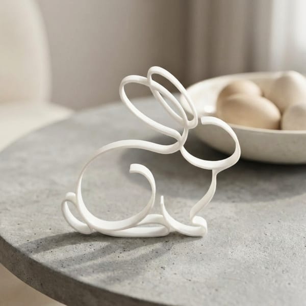 Osterdeko Hase Line Art – moderne Hasenfigur in Weiß, minimalistische Frühlingsdeko, Skandi/Boho Dekoobjekt, Tischdeko & Regaldeko