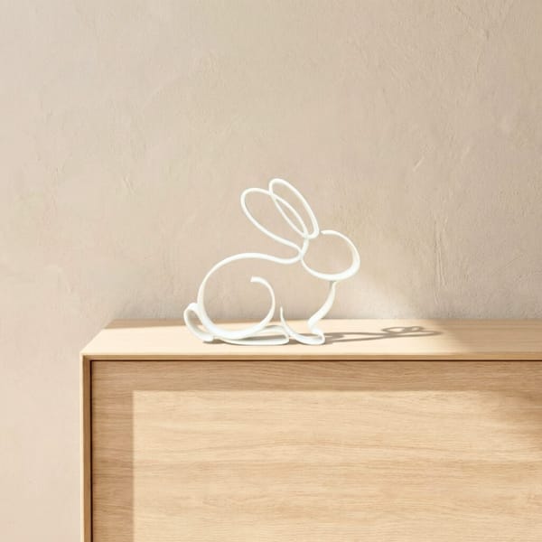 Osterdeko Hase Line Art – moderne Hasenfigur in Weiß, minimalistische Frühlingsdeko, Skandi/Boho Dekoobjekt, Tischdeko & Regaldeko