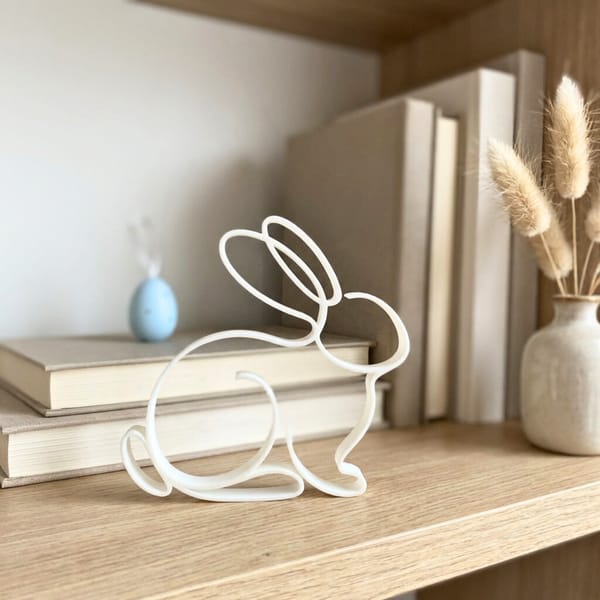 Osterdeko Hase Line Art – moderne Hasenfigur in Weiß, minimalistische Frühlingsdeko, Skandi/Boho Dekoobjekt, Tischdeko & Regaldeko