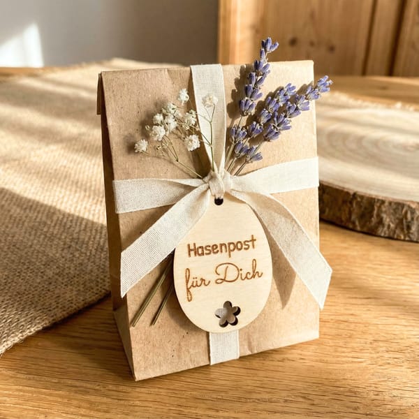 Ostergruß Anhänger aus Holz – 3er Set – Osterkorb Dekoration – Ostergeschenk – handgemacht