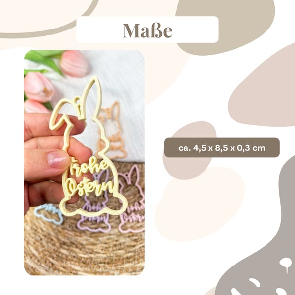 Osterkorb Anhänger Hase „Frohe Ostern“ | Osterhase Deko | Osteranhänger Pastell | Ostergeschenk | Osterdeko 3D Druck