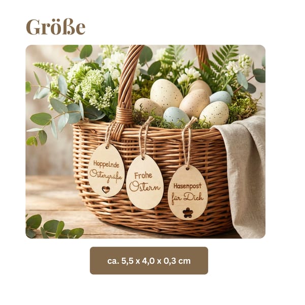 Ostergruß Anhänger aus Holz – 3er Set – Osterkorb Dekoration – Ostergeschenk – handgemacht