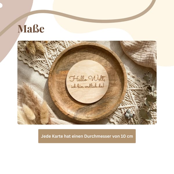 Meilensteinkarten Baby aus Holz rund | 13-teiliges Set | Baby Meilensteine 1–12 Monate | Babyfoto Requisite | Geschenk zur Geburt