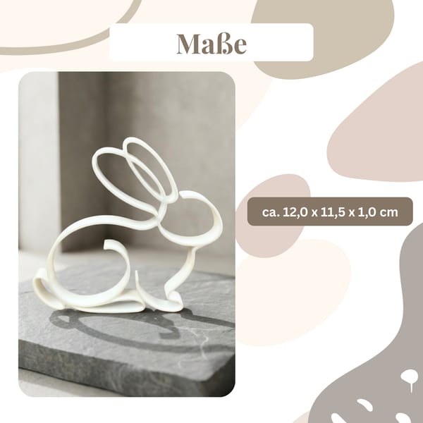 Osterdeko Hase Line Art – moderne Hasenfigur in Weiß, minimalistische Frühlingsdeko, Skandi/Boho Dekoobjekt, Tischdeko & Regaldeko