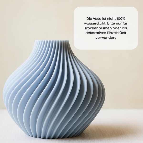 Moderne Vase - Elegantes, skandinavisches Design - 3D Druck Vase für Trockenblumen - nicht 100% wasserdicht