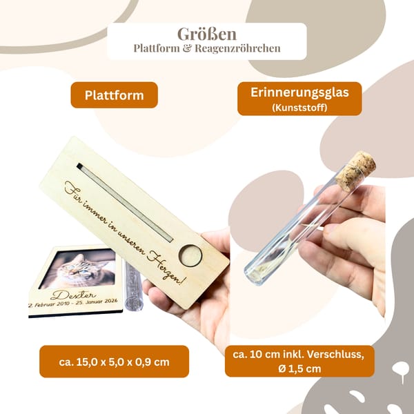 Polaroid Rahmen Holz mit Gravur und Erinnerungsglas | Haustier Fell Andenken Hund Katze | Trauergeschenk personalisiert