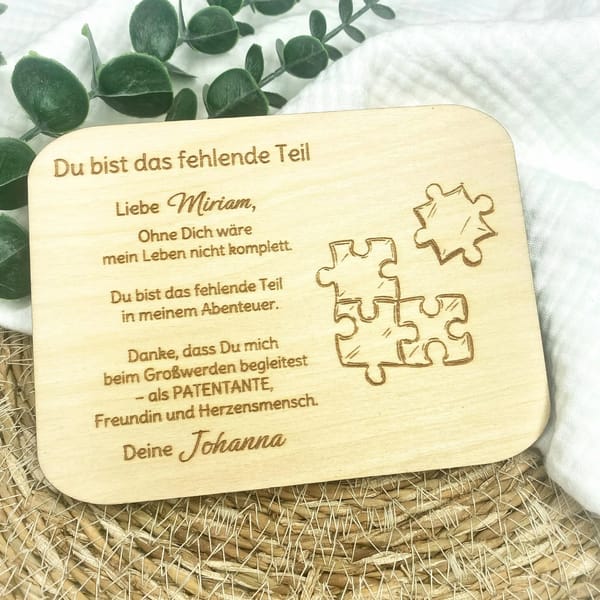 Patenbrief Holz personalisiert | Taufgeschenk Patenurkunde Patentante Patenonkel | Geschenk Taufe Pate | Holzschild mit Name & Datum – Bild 1