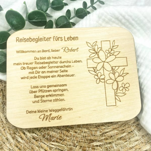 Patenbrief Holz personalisiert | Taufgeschenk Patenurkunde Patentante Patenonkel | Geschenk Taufe Pate | Holzschild mit Name & Datum – Bild 2