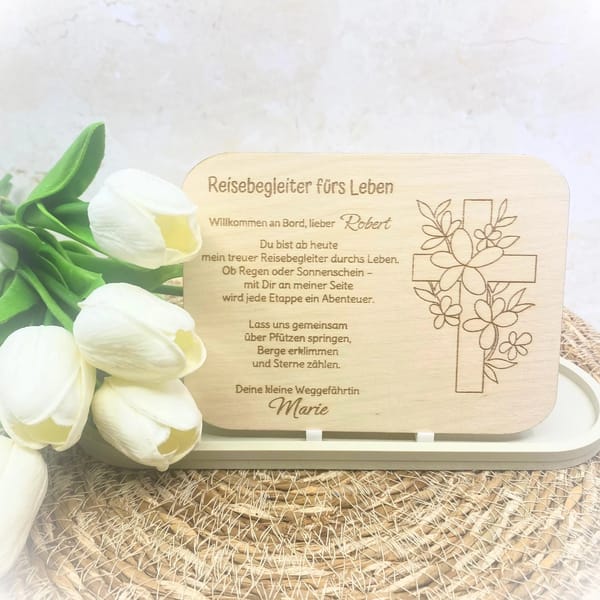 Patenbrief Holz personalisiert | Taufgeschenk Patenurkunde Patentante Patenonkel | Geschenk Taufe Pate | Holzschild mit Name & Datum – Bild 9