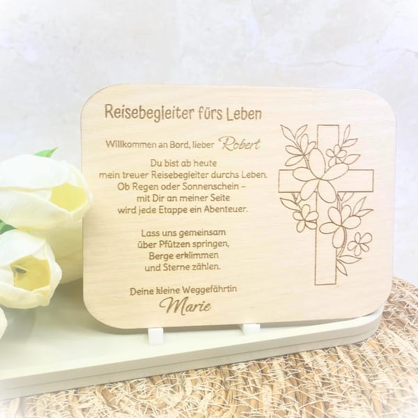 Patenbrief Holz personalisiert | Taufgeschenk Patenurkunde Patentante Patenonkel | Geschenk Taufe Pate | Holzschild mit Name & Datum – Bild 10