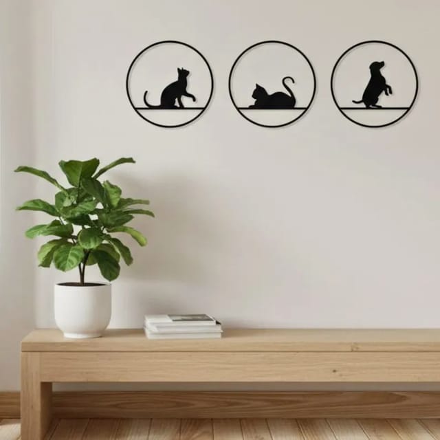 Wanddeko Hund und Katze – Tier-Silhouetten