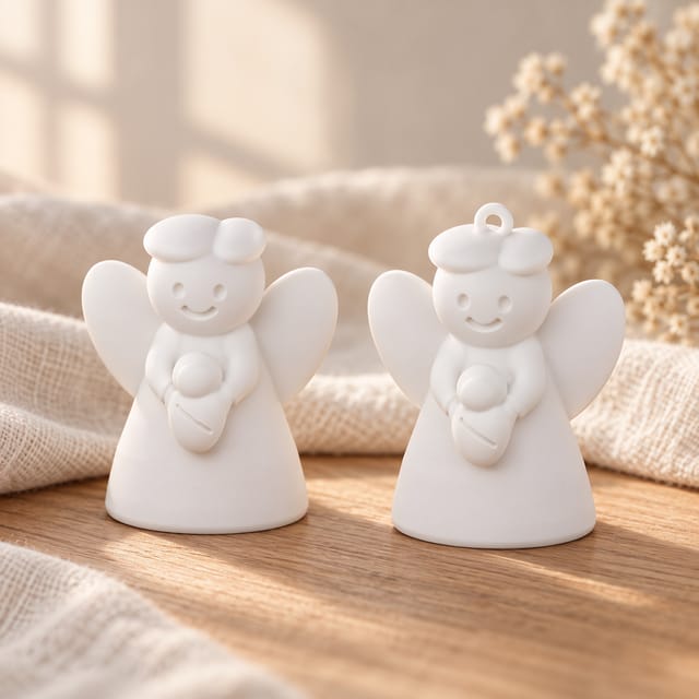 Schutzengel mit Wickelbaby – STL & 3MF, mit und ohne Öse