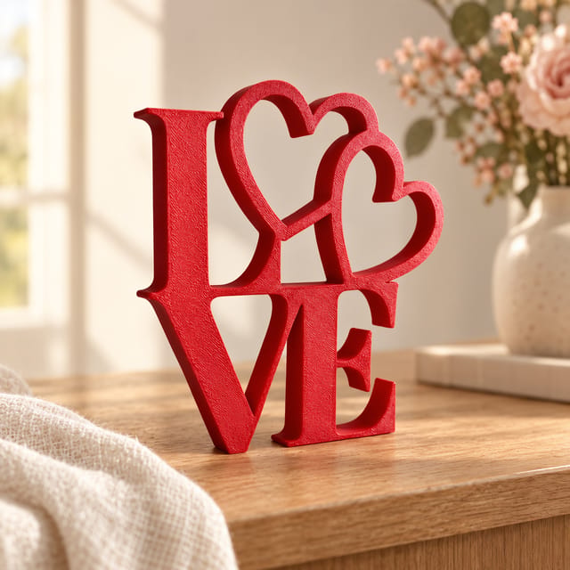 LOVE Deko-Skulptur mit Herzen