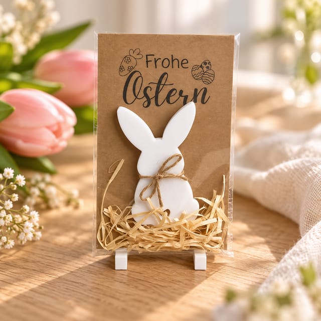 Osterhasenkarte mit 3D-Hase
