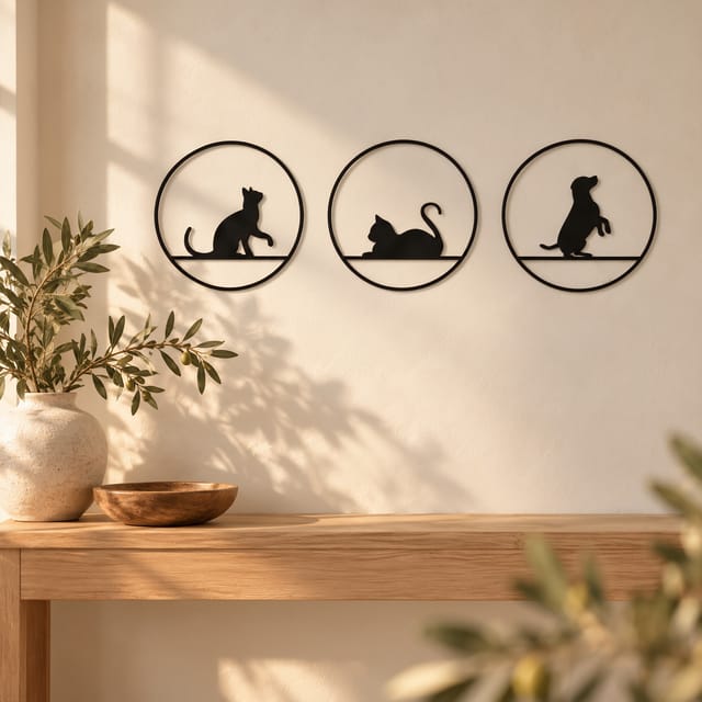 Wanddeko Hund und Katze – Tier-Silhouetten