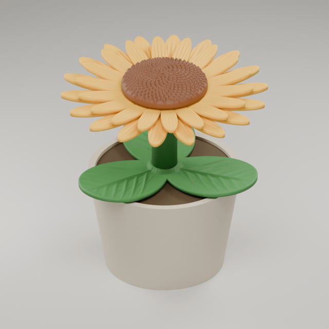 Mini-Sonnenblume im Topf – STL & 3MF