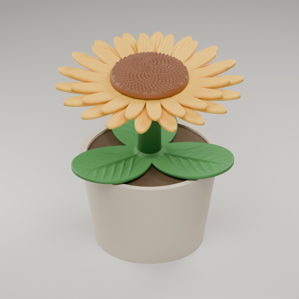 Mini-Sonnenblume im Topf – STL & 3MF