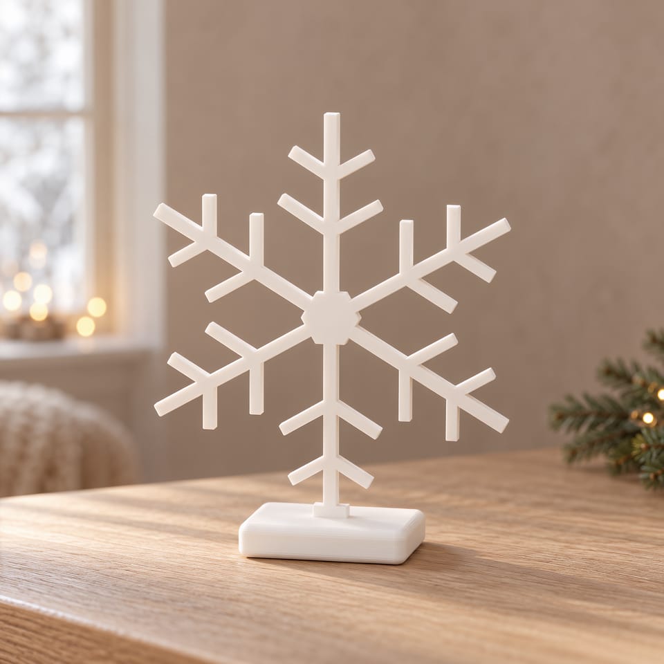 Schneeflocken-Aufsteller klassisch – STL & 3MF für den 3D-Druck
