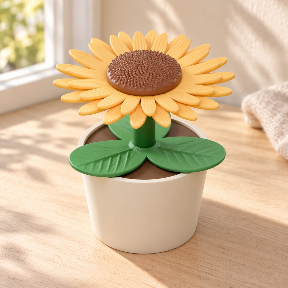 Mini-Sonnenblume im Topf – STL & 3MF