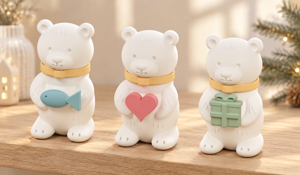 Eisbär Fiete mit 4 Accessoires – STL & 3MF