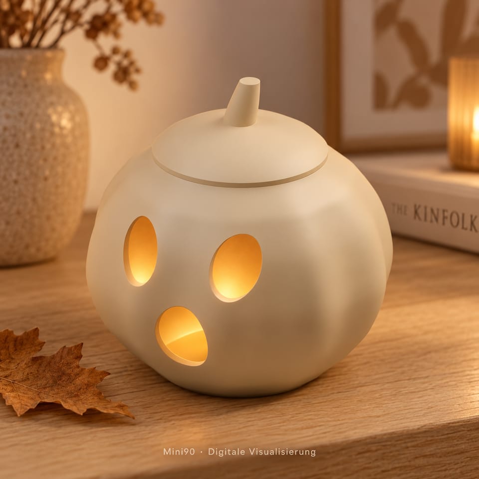 Kleiner Kürbisgeist Mini90 – LED-Windlicht als STL & 3MF