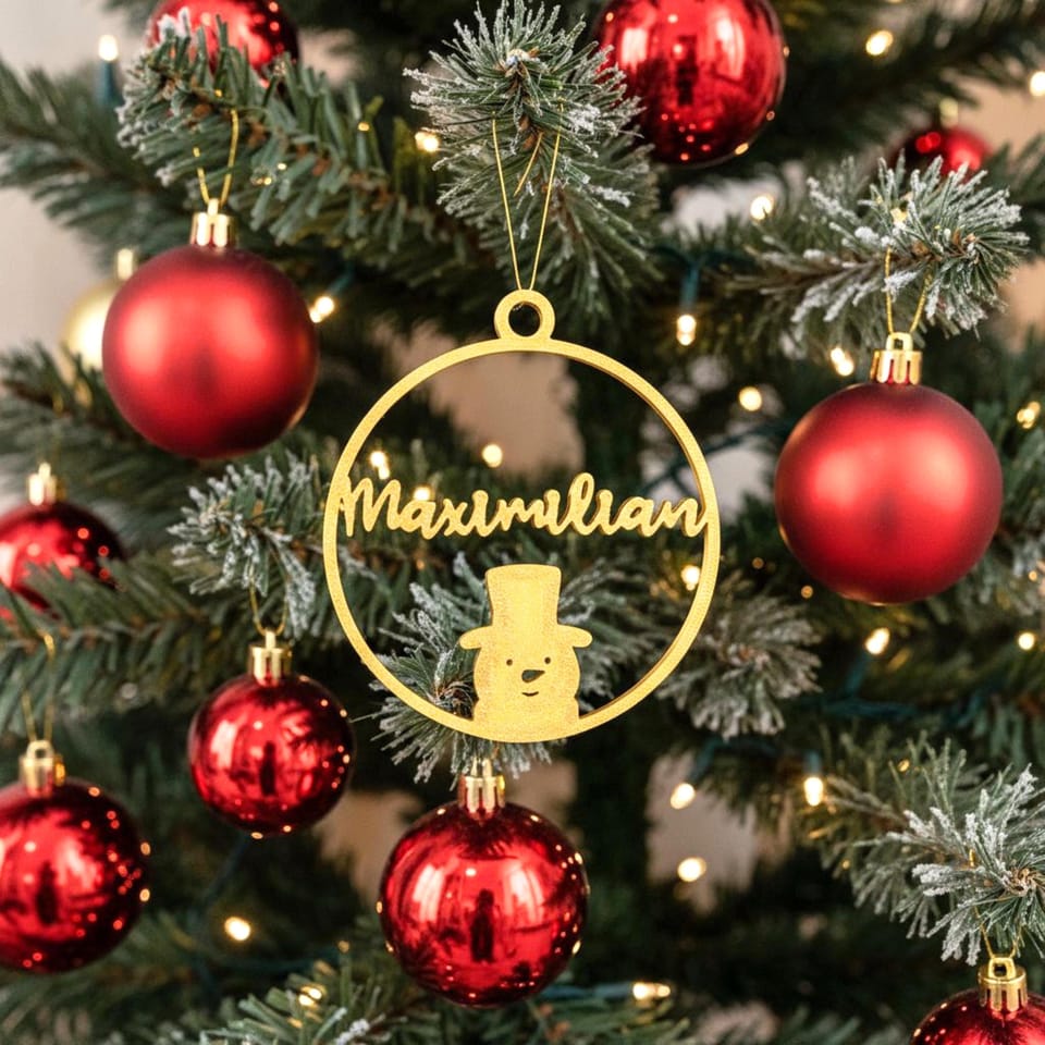 Christbaumschmuck personalisiert – Christbaumkugel Name – 3D Deko Weihnachten – Ornament Schneemann Engel Rentier – Geschenkidee Wichteln