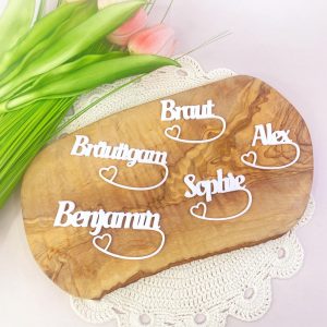 Glasmarkierer Tischkarte zum Einhängen Namensschild Personalisierter Glasanhänger Hochzeit Geburtstag Taufe Einschulung Platzkarte