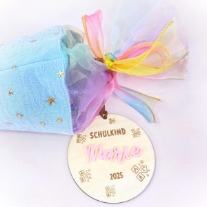 Einschulung Schultüten Anhänger Holz personalisiert Schulkind 2025 - verschiedene Motive – Schule Geschenk mit Name in 3D – Deko Schulanfang
