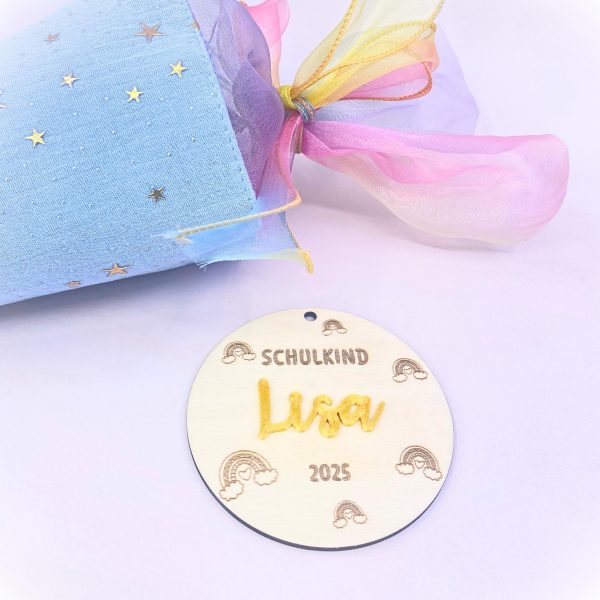 Einschulung Schultüten Anhänger Holz personalisiert Schulkind 2025 - verschiedene Motive – Schule Geschenk mit Name in 3D – Deko Schulanfang