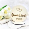 Tischkarte Hochzeit Holz personalisiert – Platzkarte mit Namen u. Hochzeitsdatum – Gastgeschenk nachhaltige Tischdeko mit Gravur - Taufe - Bild 7