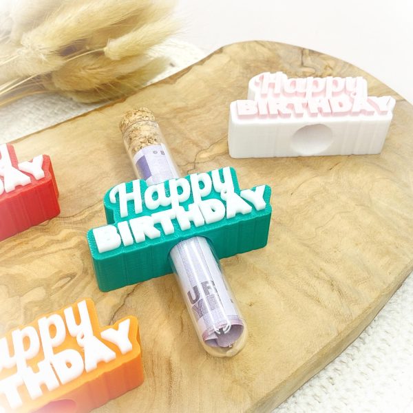 Geburtstag Geldgeschenk „Happy Birthday“ | Personalisierbar mit Reagenzglas | Originelles Geschenk zum Geburstag | Mitbringsel | Kleinigkeit
