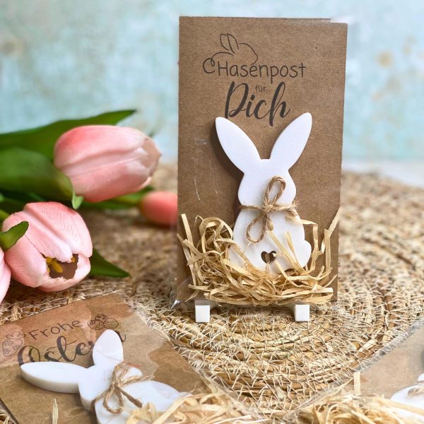 Hasenpost zu Ostern – Handgefertigte 3D-Osterkarte mit Hase im Nest